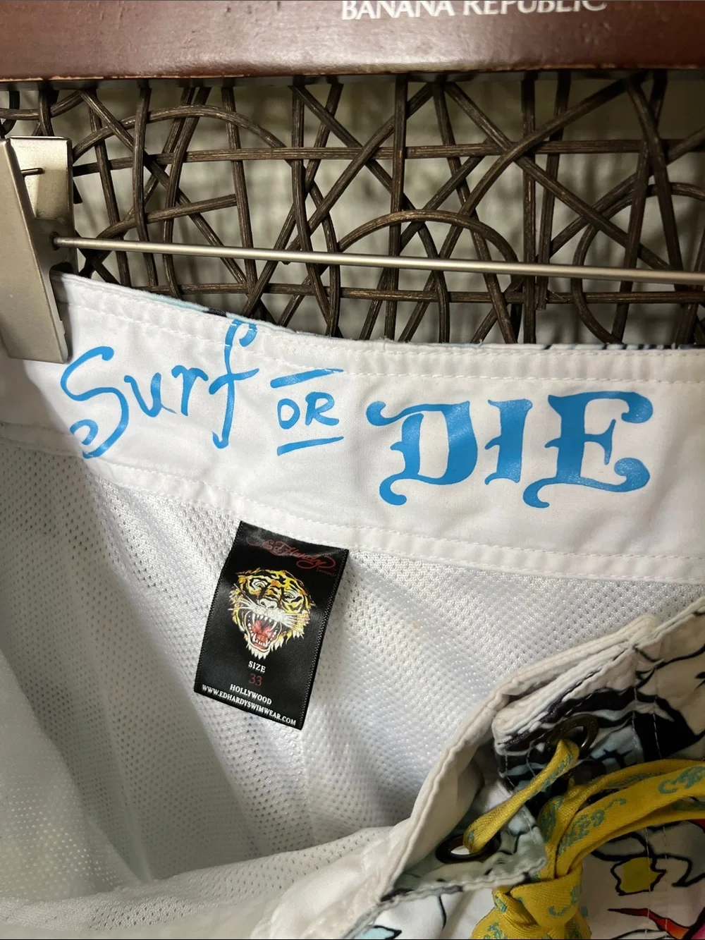 Ed Hardy Surf or Die Vintage Y2K Streetwear Goth Skater Board Shorts 33” 10” NEW